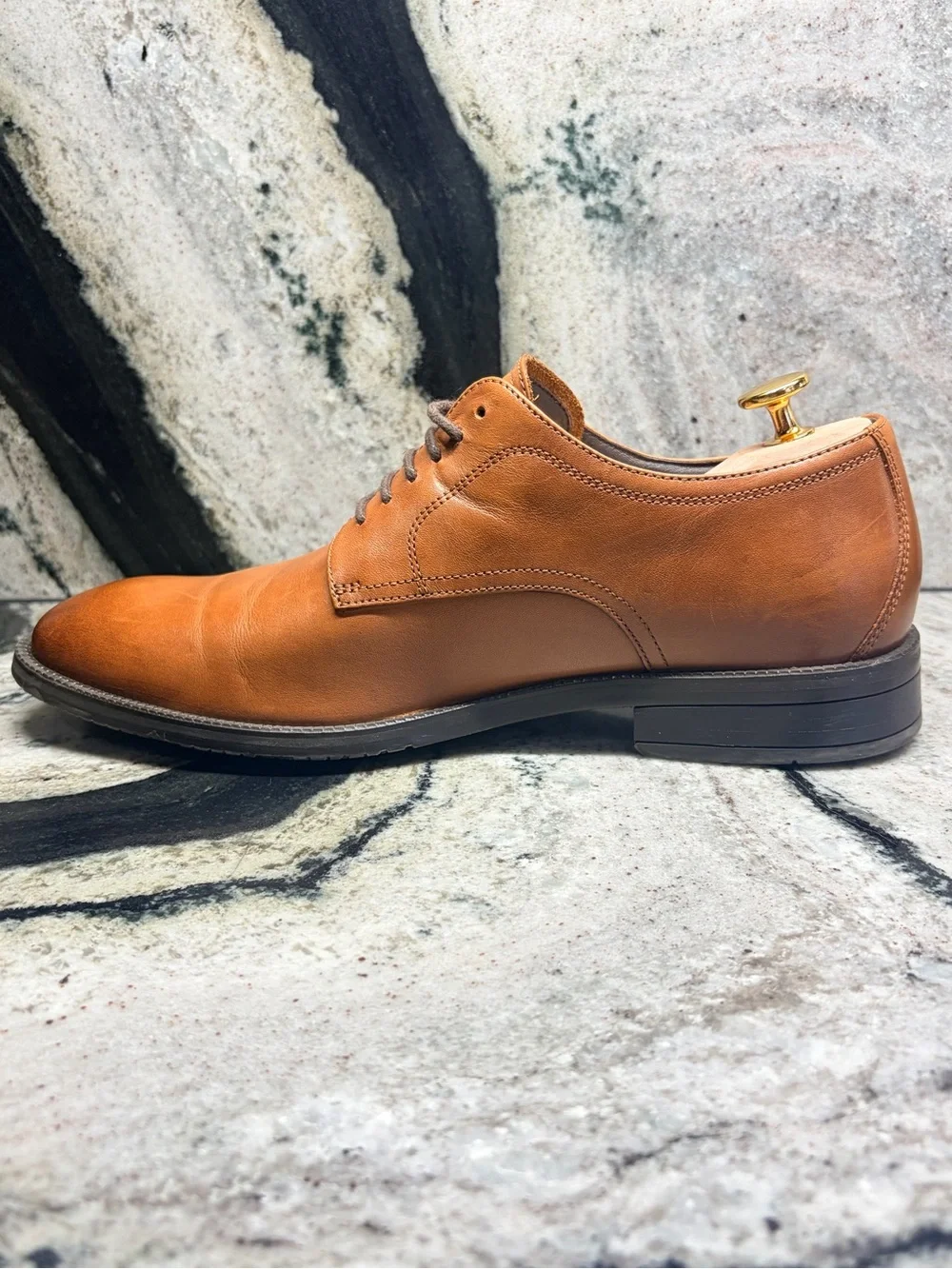 Cole Haan Men’s 9M Cognac Brown Leather Derby Oxford Dress Shoes
